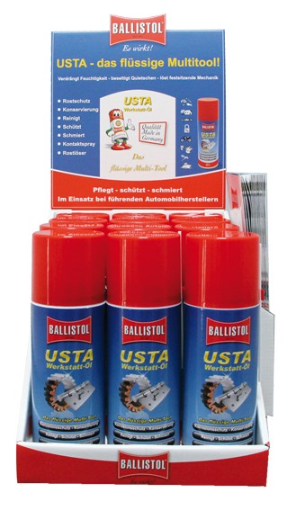 Ballistol Werkstatt-Öl Verkaufsdisplay Usta Spray